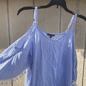 Cold shoulder pom pom blouse